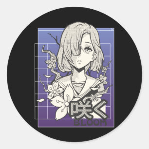 Retro Anime Girl Otaku Manga Comic Teen Japans Ronde Sticker