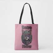 Retro Anime Grijs Kat Ronde bril Tote Bag (Voorkant)