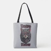 Retro Anime Grijs Kat Ronde bril Tote Bag (Achterkant)