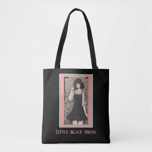 Retro Anime Kleine Zwarte Jurk Carryall Tote Bag (Voorkant)
