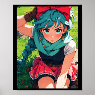 Retro Anime Meisje Fantasie Avonturier Dappere Ont Poster