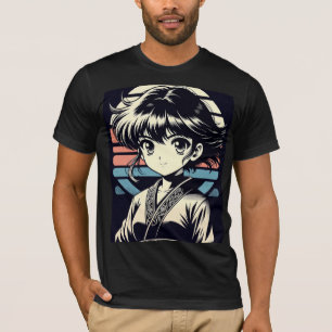 Retro Anime Meisje Vintage Illustratie T-Shirt Des