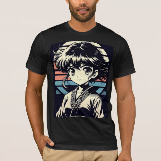 Retro Anime Meisje Vintage Illustratie T-Shirt Des