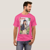 Retro anime reizende jonge vrouw in Parijs Frankri T-shirt (Voorkant volledig)
