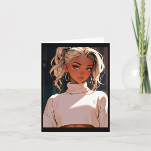 Retro Anime Stijlvol Blond Meisje Elegante Mode Lo Kaart
