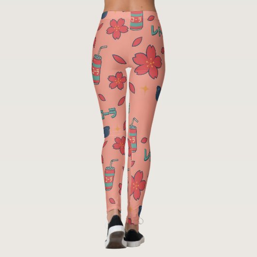 Retro Anime Vacation Icons – Kawaii Neon Leggings (Achterkant)