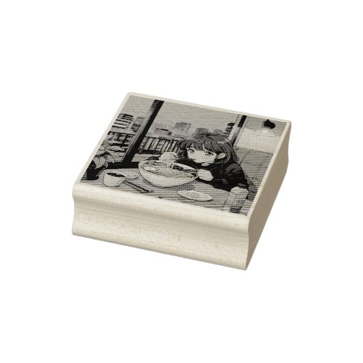 Retro Anime Wood Art Stamp – manga stijl Rubberstempel (Stempel)
