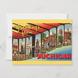 Retro Ann Arbor Michigan Groet Briefkaart