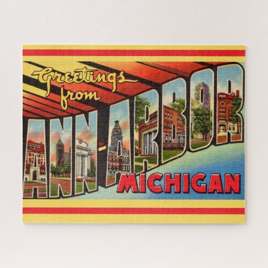 Retro Ann Arbor Michigan Legpuzzel (Horizontaal)
