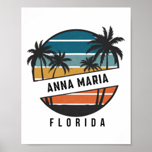 Retro Anna Maria Beach Florida Surfplank Surfen Poster