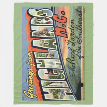 Retro ansichtkaart fleece deken Highlands NC