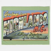 Retro ansichtkaart fleece deken Highlands NC (Voorkant (Horizontaal))