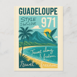 Retro ansichtkaart Guadeloupe, droomstrand Briefkaart