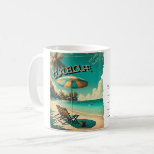 Retro ansichtkaart Guadeloupe Exotisch strand Koffiemok