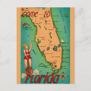 Retro ansichtkaart van Florida  Briefkaart