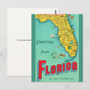 Retro ansichtkaart van Florida  Briefkaart