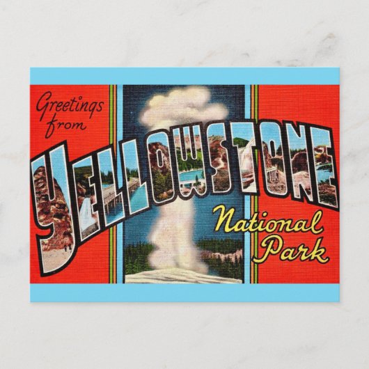 Retro ansichtkaart van Yellowstone National Park Briefkaart (Voorkant)