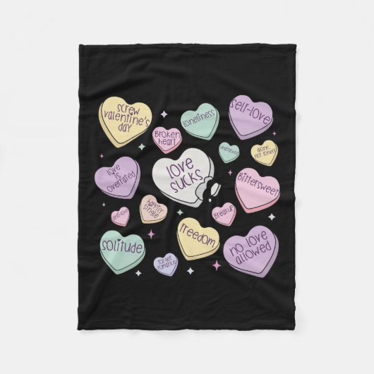 Retro Anti-valentijn Snoep Hart Liefde Suck Fleece Deken (Voorkant)