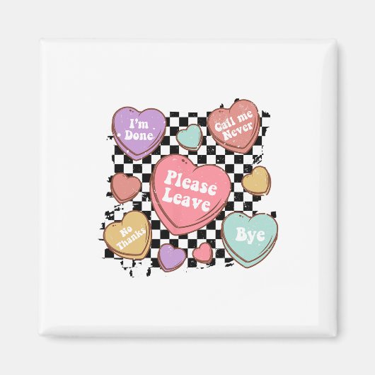 Retro Anti Valentines Funny Valentine Candy Heart  Magneet (Voorkant)
