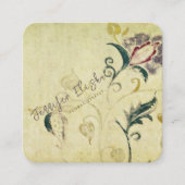 Retro  Antiek Bloemenperkament Effect Vierkante Visitekaartje (Voorkant)