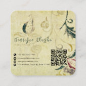 Retro  Antiek Bloemenperkament Effect Vierkante Visitekaartje (Achterkant)