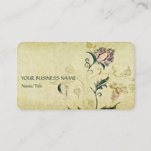 Retro  Antiek Bloemenperkament Effect Visitekaartje (Voorkant)