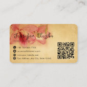 Retro  Antiek Bloemenperkament QR-code Visitekaartje (Achterkant)