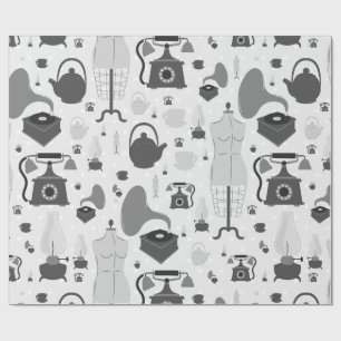 retro antiek fonograaf Mannequin grijs Cadeaupapier