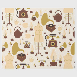  retro antiek fonograaf Mannequin Sepia Cadeaupapier