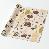 retro antiek fonograaf Mannequin Sepia Cadeaupapier (Uitgerold)