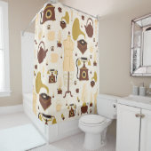 retro antiek fonograaf Mannequin Sepia Douchegordijn (In situ)