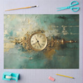 Retro antiek gouden klok turquoise  tissuepapier (Craft)