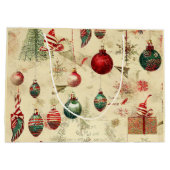 Retro Antiek kerstversieringen Groot Cadeauzakje (Achterkant)