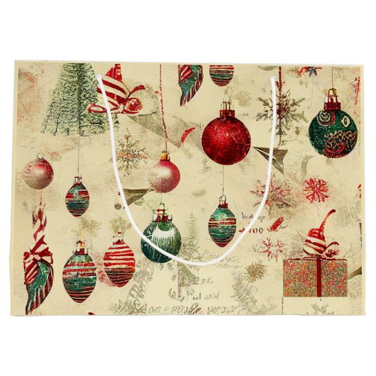 Retro Antiek kerstversieringen Groot Cadeauzakje (Achterkant)
