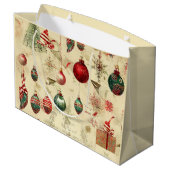 Retro Antiek kerstversieringen Groot Cadeauzakje (Achterkant Gekanteld)