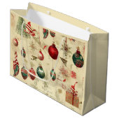 Retro Antiek kerstversieringen Groot Cadeauzakje (Voorkant Gekanteld)