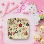 Retro Antiek kerstversieringen Papieren Bordje (Feest)