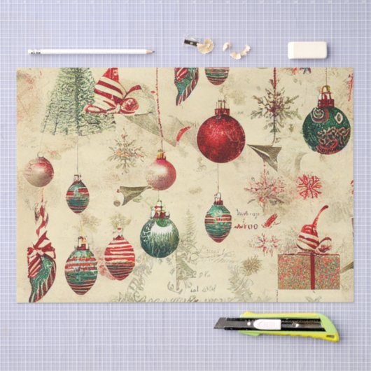 Retro  Antiek kerstversieringen Tissuepapier (Craft)