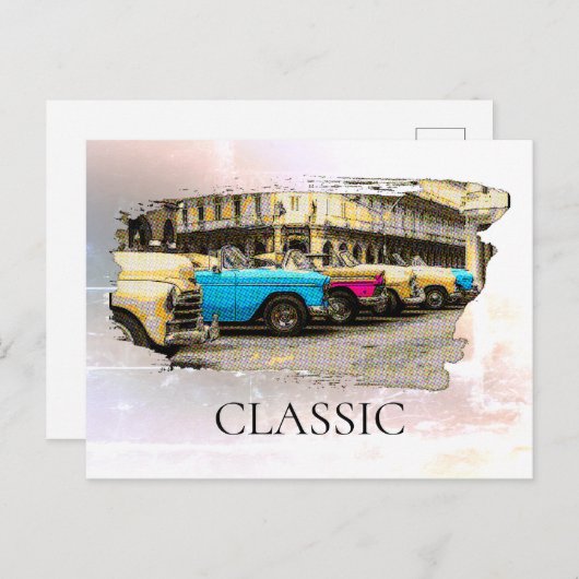 *~* Retro  Antiek kleurrijke klassieke auto's Briefkaart (Voorkant / Achterkant)