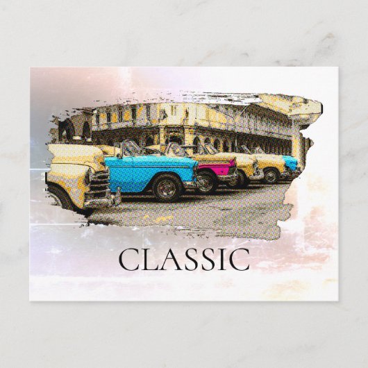 *~* Retro  Antiek kleurrijke klassieke auto's Briefkaart (Voorkant)