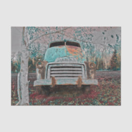 Retro  Antiek Rustic Blauwgroen Bruin Gray Truck Tissuepapier