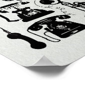 Retro Antiek zwart telefoonnummer grijs Poster (Hoek)