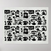 Retro Antiek zwart telefoonnummer grijs Poster (Voorkant)