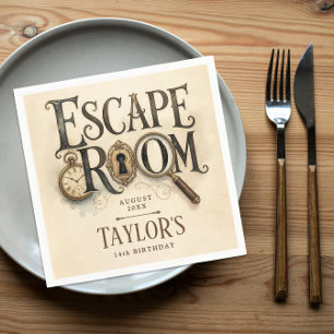 Retro Antieke Escape Room Mysterie Sleutel Puzzel  Servet