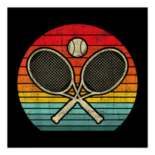 Retro Antieke Gekruiste Tennisracket - Sportliefhe Perfect Poster