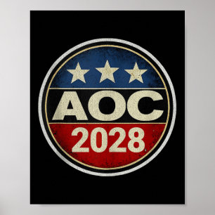 Retro AOC 2028 Fight Oligarchy Protest Resist Bern Poster