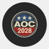Retro AOC 2028 Fight Oligarchy Protest Resist Bern Ronde Sticker (Voorkant)