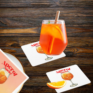 Retro Aperol Kunstprint Spritz Cocktail Bar Feest Kartonnen Onderzetters