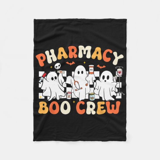 Retro Apotheek Boo Crew Ghost Apotheker Tech Hall Fleece Deken (Voorkant)
