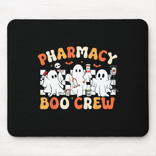 Retro Apotheek Boo Crew Ghost Apotheker Tech Hall Muismat (Voorkant)